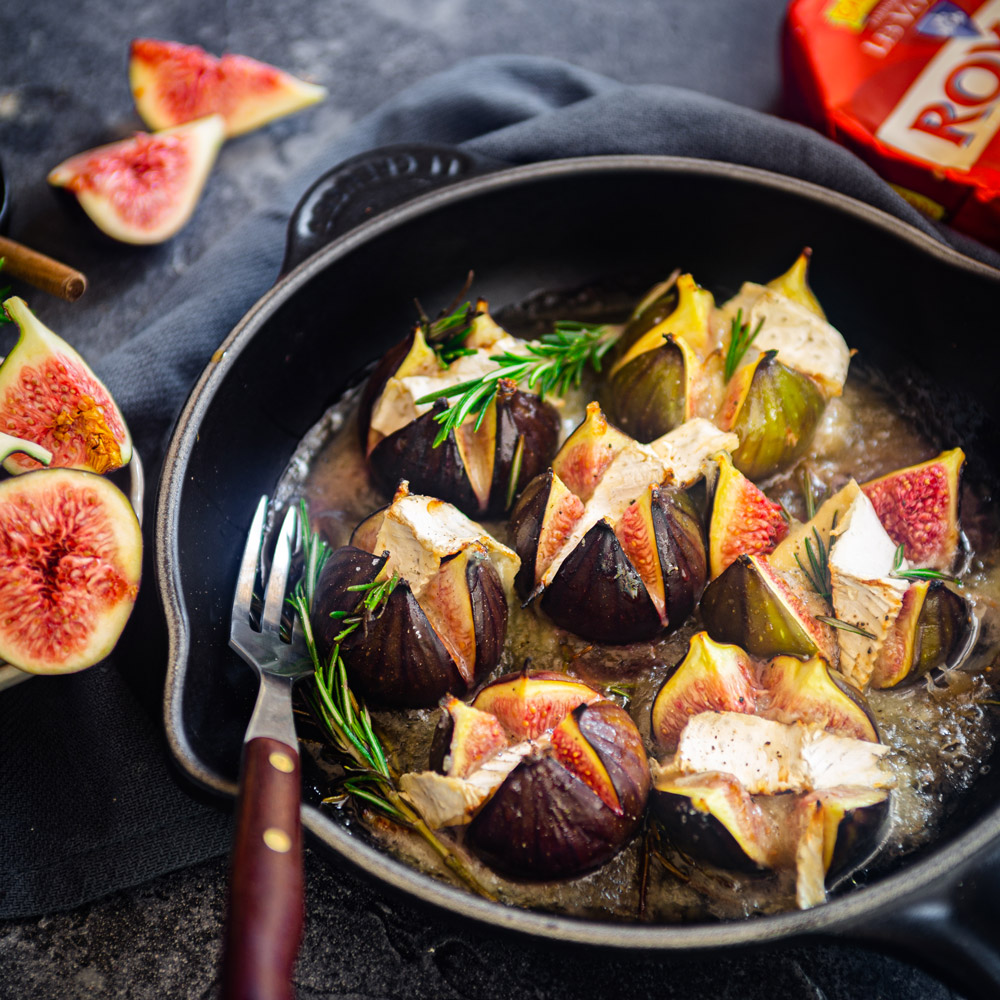 Roasted Figs with Honey and Royal Crémeux