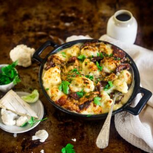 Gratin de chou-fleur et magret au fromage pour tartiflette forestière