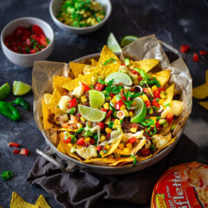 Beef and tartiflette cheese nachos