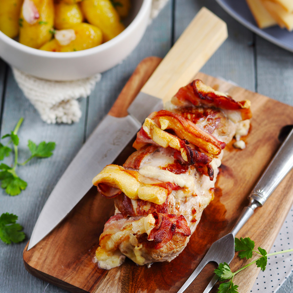 Orloff-style filet mignon, bacon and Raclette