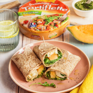 Wraps au pesto basilic, melon, roquette et fromage pour tartiflette
