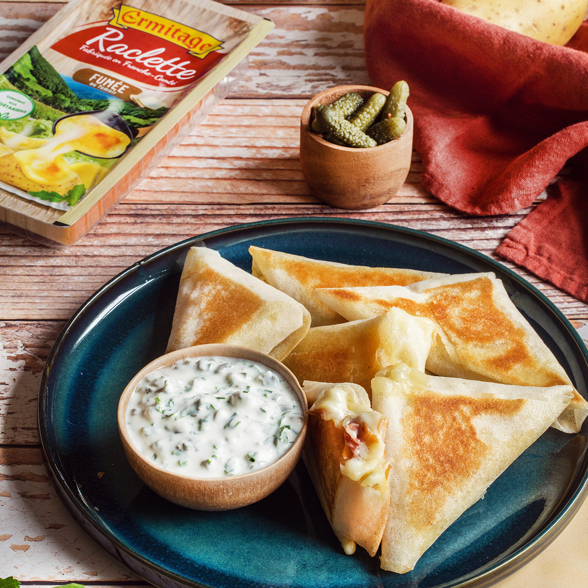 Samoussas raclette, jambon cru et pommes de terre