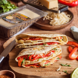 Quesadillas à la Tome du Lomont, poulet rôti et poivron rouge