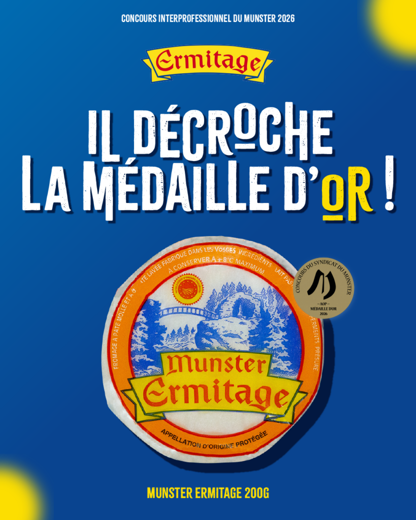 Concours interprofessionnel du Munster 2026 : le Munster Ermitage 200g remporte la médaille d'or